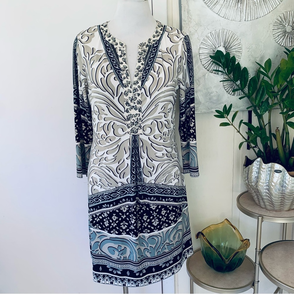 Hale Bob polyester beaded multicolor dress  size L